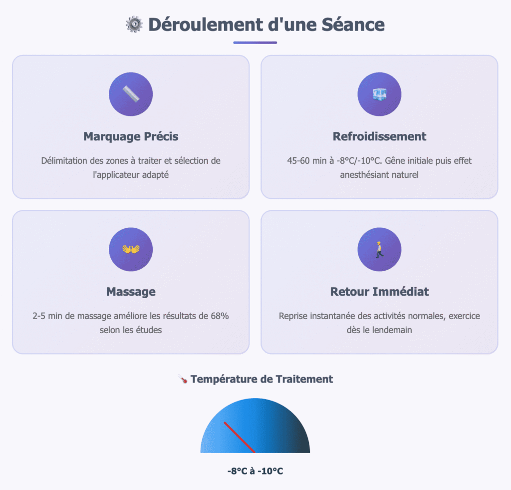 inphographie déroulement d'une scéances de Cryolipolyse