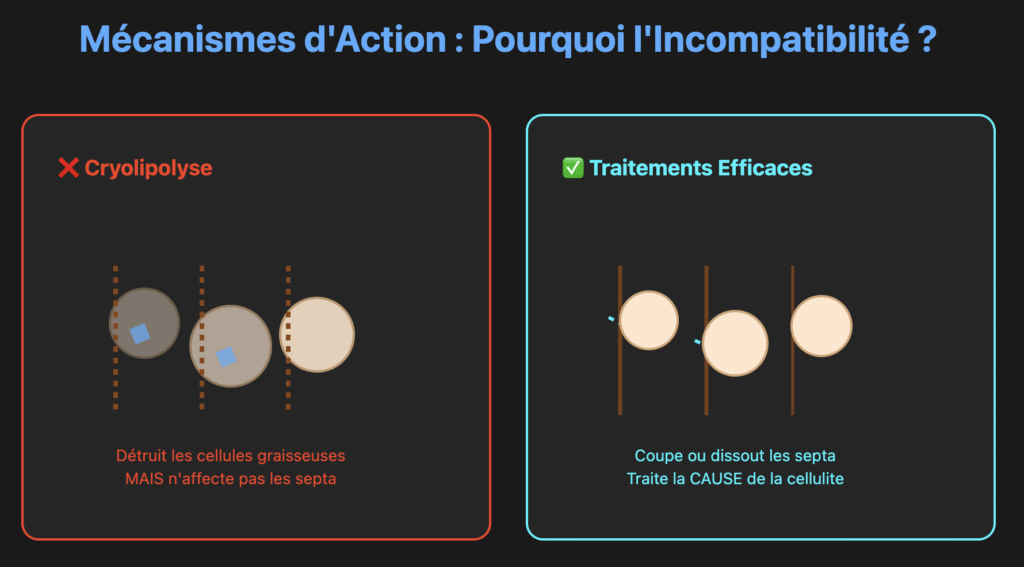 schéma expliquant pour la cryolipolyse ne marche pas contre le cellulite
