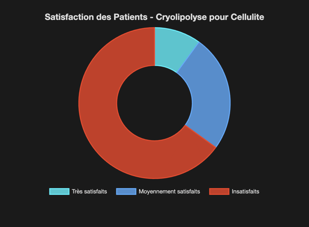 Graphique montrant la satisfaction des clients pour la cryolipolyse contre la cellulite